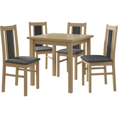 Conjunto de mesas y sillas para comedor Victorville 310, Roble Sonoma, 78x80x80cm, Diámetro: 0, Número de asientos: 4, Estilo: Contemporary