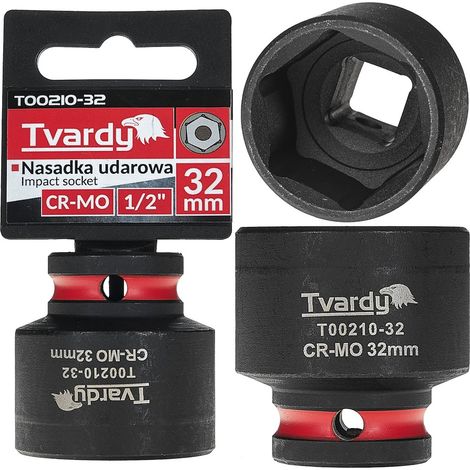 Vaso de impacto de 1/2" y 6 puntas, 32 mm, CR-MO (10/40) (1/4)
