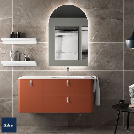 Salgar Schrank wandhängend UNIIQ 1200 Links 1 Tür und 2 Schubladen mit Softeinzug TERRACOTA 1194 x 540 x 450 mm (1/3)