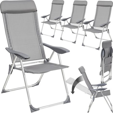 Lot de 4 chaises jardin pliantes en aluminium gris (1/5)