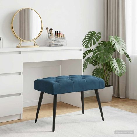 Panchina con bottoni imbottiti Blu 60 x 40 x 45 cm Velluto vidaXL