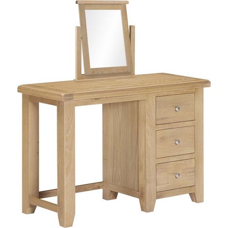 Windsor 3 Drawer Dressing Table & Mirror - L44 x W75 x H107 cm - Natural Oak