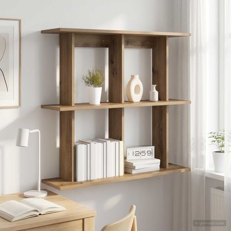 vidaXL Wall Shelf Wall-Mounted Artisan Oak 100 x 20 x 75 cm (1/5)
