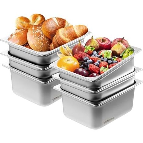 Bac Gastronorme GN 1/2 Lot de 6 Récipient Inox pour Bain-marie 0 (1/5)