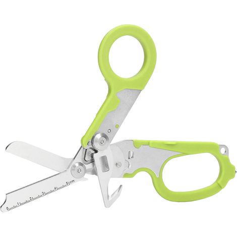 Ciseaux pliants en acier inoxydable avec échelle transparente, coupe-vent, outil de coupe et de serrage pour l'extérieur, vert (1/5)