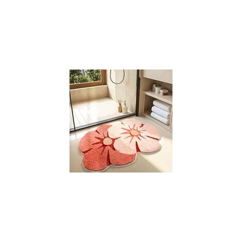 Tapis de bain rose à fleurs 45×70 cm antidérapant (1/5)