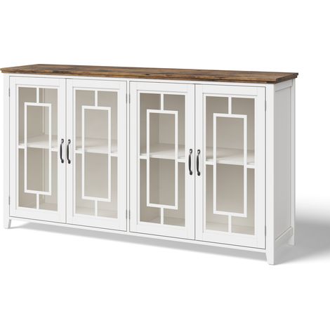 GagaBuffet cuisine 160 cm portes vitrées blanc (1/5)