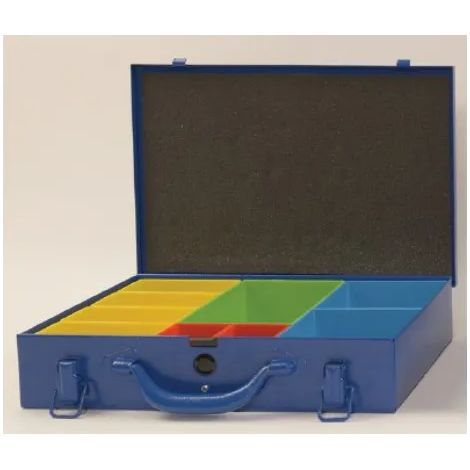 VALIGIA PORTAMINUTERIA IN LAMIERA CON 9 VASCHETTE MM.330X226X68