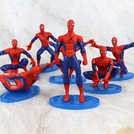 Ensemble de 7 figurines Spiderman, super-héros, pour décoration de table, thème Spiderman, fête d'anniversaire, décoration de gâteau, minifigurines (1/5)