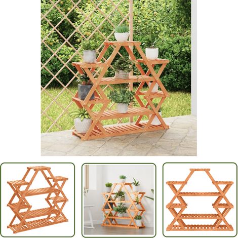 The Living Store Support à fleurs 110x25x105 cm bois massif de sapin - Support Mural Plante - Rangement Plantes - Jardinière Murale - Étagères Murales - Déco Intérieur (1/5)