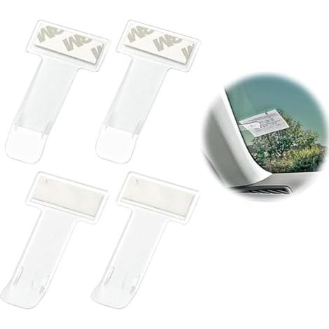 Lot de 4 supports de ticket de voiture transparents à clip pour permis de stationnement, porte-permis de stationnement, pare-vent, autocollants pour permis de stationnement