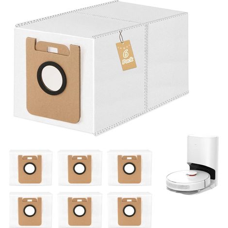 Lot de 6 sacs à poussière pour Dreame D10 Plus, sacs de rechange pour station d'aspiration (1/5)