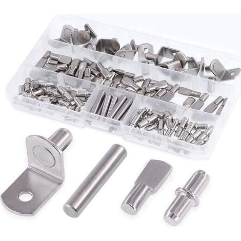 120 Stück 4 Arten Regalstützstifte Regalstützstifte, Metallregalstützstift, für Küchenschrank-Bücherregalmöbel (1/4)