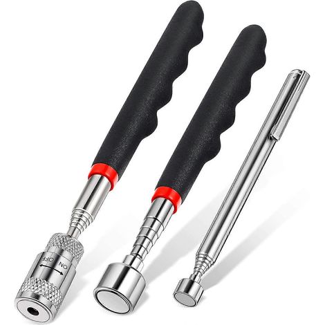Ensemble de 3 outils de ramassage magnétique télescopiques comprenant un aimant de 3,6 kg avec lumière LED et un bâton magnétique de 9 kg et 0,7 kg (1/4)
