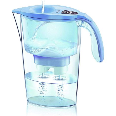 LAICA Stream Line Caraffa Filtrante - 2,3L - Blu - Timer Digitale - 13 Filtri bi-flux Inclusi, Preserva i Sali Minerali Utili all'Organismo e Riduce Cloro e Metalli Pesanti - Made in Italy (1/5)