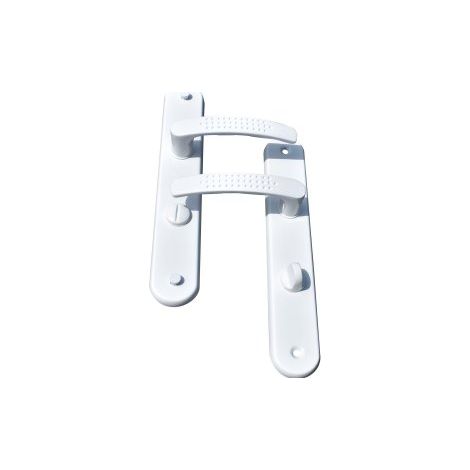 Quincadeco – Poignée de porte d'entrée à cylindre blanche – Aluminium époxy – Entraxe 195mm – Pour portes 38 à 46mm