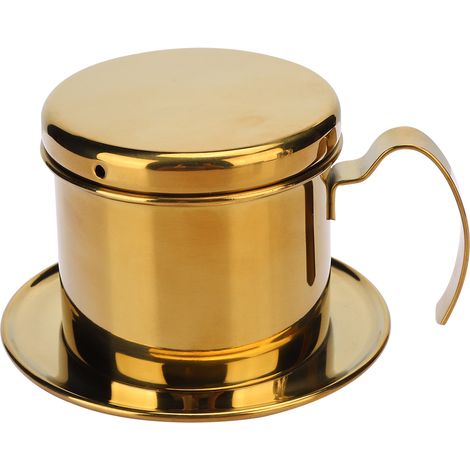 Cafetière vietnamienne en acier inoxydable, filtre à café, idéale pour la maison, la cuisine, le bureau et l'extérieur (dorée) (1/5)