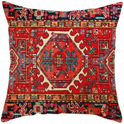 Housse De Coussin - 45x45 Cm - Motif Abstrait Ethnique - Coton Et Lin - Décoratif - Lot De 4 (1/5)