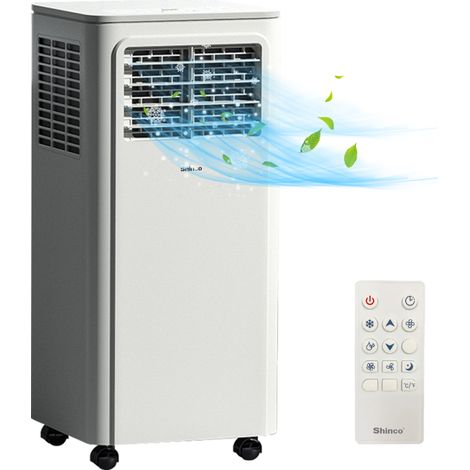 SHINCO 7000 BTU Mobile Klimaanlage mit 3-in-1-Funktion, Klimatisierung, Luftentfeuchter, Ventilator, Standby-Modus, 2,1 kW, Fernbedienung, 24-Stunden-Timer, Fenster-Set