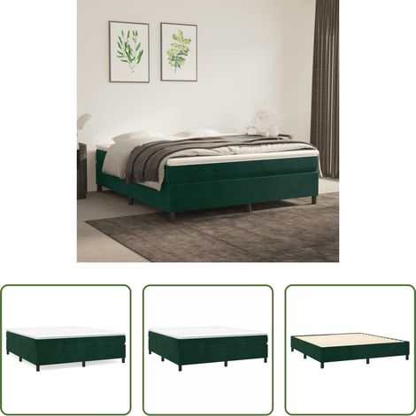vidaXL Matelas - Cadre de lit à lattes vert foncé 160x200 cm velours (1/5)