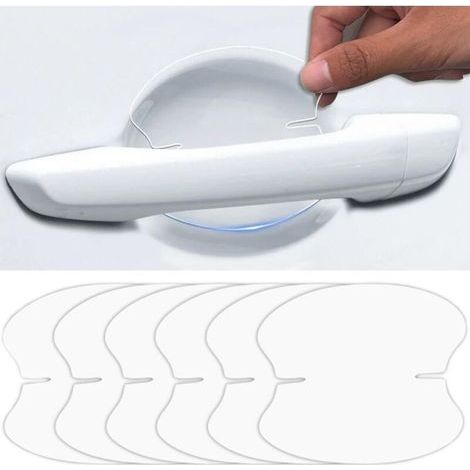 Confezione da 10 pellicole protettive per maniglie delle portiere dell'auto, trasparenti, lucide e antigraffio. (1/4)