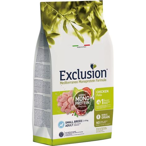 Exclusion Cane Small Adult Mediterraneo Noble Grain 500gr Pollo