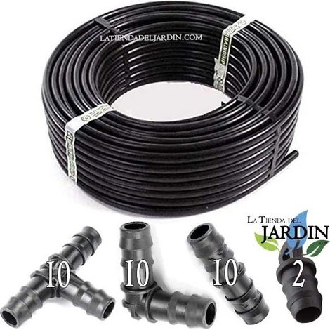100 m PE-ROHR / Wasserschlauch 16 mm x 1,6 mm - PROFI-QUALITÄT (Solaranlage, Poolbeheizung, Gärten) + 10 Te + 10 Winkel + 10 Lin