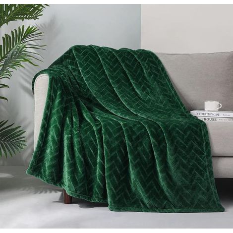 Couverture en polaire en peluche ,couverture de canapé taille queen, couverture décorative douce et moelleuse pour canapé- confortable et légère,vert foncé, 127x152 cm (1/5)