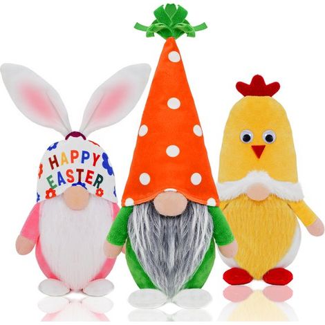 Adorno de conejito de Pascua - 3 piezas, pareja de ancianos sin rostro, figura, decoración del hogar (1/5)
