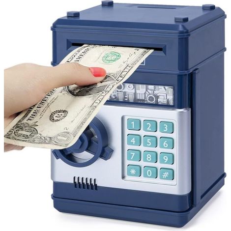 Coffre-Fort Enfant 3-12 Ans,Tirelire Coffre-Fort avec Code Tirelire Electronique ATM Tirelire Enfant Garcon Jouet Enfant Cadeau Garçon Bleu Marine (1/5)