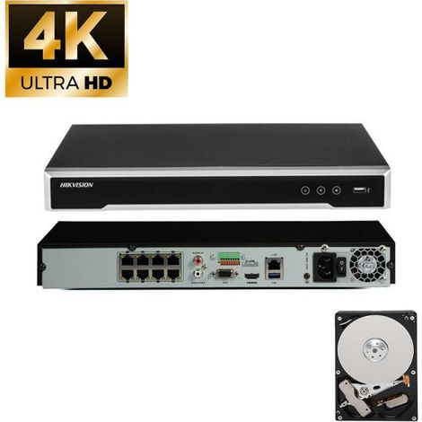 Hikvision NVR 8 canali 12MP 4K ultra hd + HDD 2Tb audio allarme - DS-7608NI-I2 F