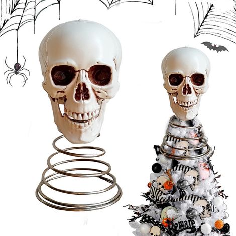Décoration De Sommet D'Arbre - Crâne Gothique - Pour Décoration De Fête D'Halloween Et Printemps - Lot De 1 (1/5)