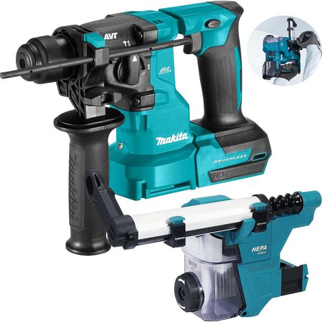 Makita DHR183Z 18v LXT Brushless Rotary Hammer Drill + DX Dust Extractor Unit (1/5)