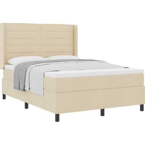 Maison Exclusive - Letto a molle con materasso Crema 190 x 140 cm Tessuto (1/5)