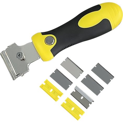 Grattoir réglable enlever colle carellage avec 7 lames de rechange Métallique,Vitres/grattoir vitre rétractable outillage à main (1/5)