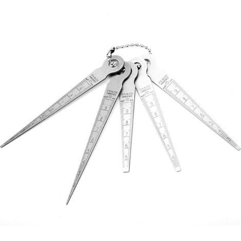 1 ensemble d'outils de mesure de palpeur, jauge conique avec acier inoxydable, jauge d'écart pour mesurer le diamètre intérieur, la taille du trou, la taille de l'écart et la taille de la fente 10 mm (1/5)