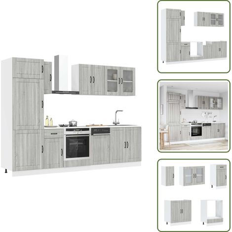 8-tlg. Küchenschrank-Set Kalmar Grau Sonoma Holzwerkstoff - Küchenschrank-Set - Küchenschrank-Sets - Küchenzeile Einbauküche - Küchenschrank (1/5)