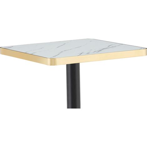 Mesa de comedor cuadrada de MDF y metal con efecto mármol, 60 x 60 x 74 cm, HOMVRA (1/5)