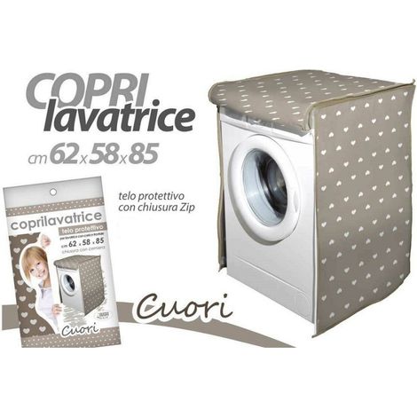 Trade Shop - Funda Protectora Lavadora 62x58x85 Cm Acolchada Con Cremallera Sábana Corazones 736810 - (1/3)