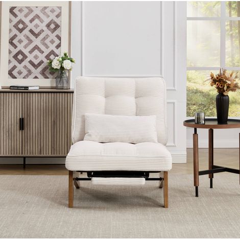 Verstellbarer Relaxsessel mit Fußstütze, Lendenkissen, 127 x 73 x 90 cm, beige HAVRYA (1/5)