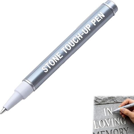 Beyamis Stylo de réparation pour stèles gravées - Description : Stylo pour stèles à grande capacité, blanc, imperméable et inaltérable (1/4)
