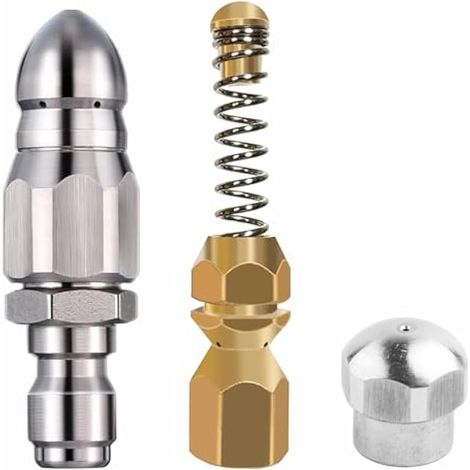 3 Pièces Buse de Nettoyage de vidange en Acier Inoxydable, Buse Nettoyage D'égout, pour Le Nettoyage Tubes Canalisations En Intérieur (1/5)