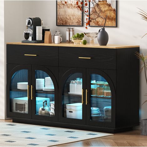 Lit 2 places 180x200 cm MDF et contreplaqué blanc avec rangement LED, sans matelas - CHICFURN (1/5)