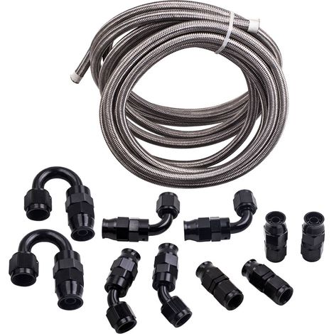 6AN AN6 Braided PTFE E85 Ethanol Oil Line Fuel Hose End Fitting 20FT / 6 Meters (1/5)