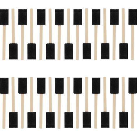 30 Pièces Pinceau en Mousse Peinture, 15 × 2,8 cm Pinceau Mousse, Pinceaux Eponge avec Manche en Bois, Pinceaux en Mousses, pour Vernis, Pigments de Peinture, Acryliques Travaux Manuels, Noir (1/5)