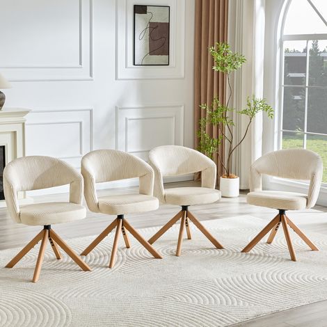 MEUBLIV Set di 2 sedie girevoli 47x47,5x81,5 cm bianco avorio in legno (1/5)