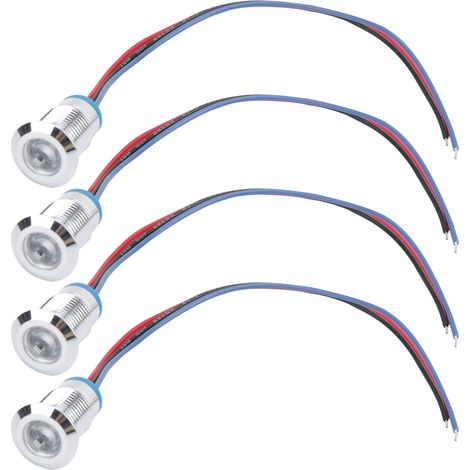 4 jeux de LED rondes précâblées étanches bicolores, électrode à anode commune 12 mm 3-6 V (rouge et bleue) (1/5)