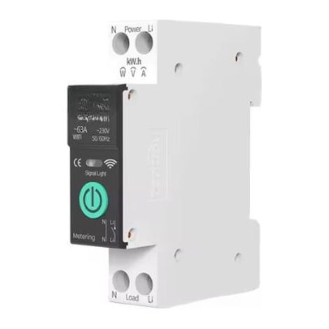 Relè Wi-Fi monofase e contatore di energia intelligente, 2P/63A, regolabile, digitale, protezione da sovratensione e sovraccarico, tuya (1/5)