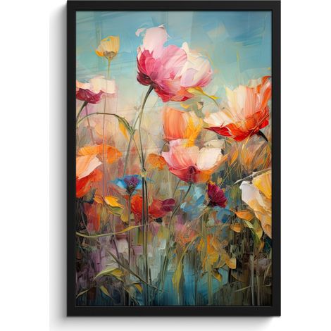 AFFICHE ENCADRÉE Fleurs - Aquarelle - Art - Botanique - Nature Cadre Décoration Murale 40x60 (1/5)
