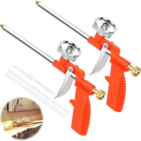 2 Pieces Foam Gun, Polyurethane Foam Guns Construction Foam Gun with 8 Rubber Nozzles, Foam Gun for Caulking, Sealing, Filling (1/5)